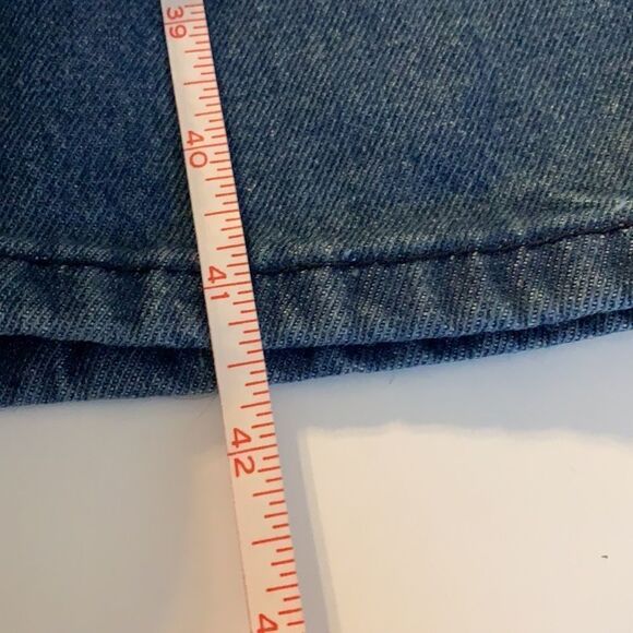 MISSLOOK elastic waist band denim pants diagonal front seam five pockets small - Picture 9 of 9
